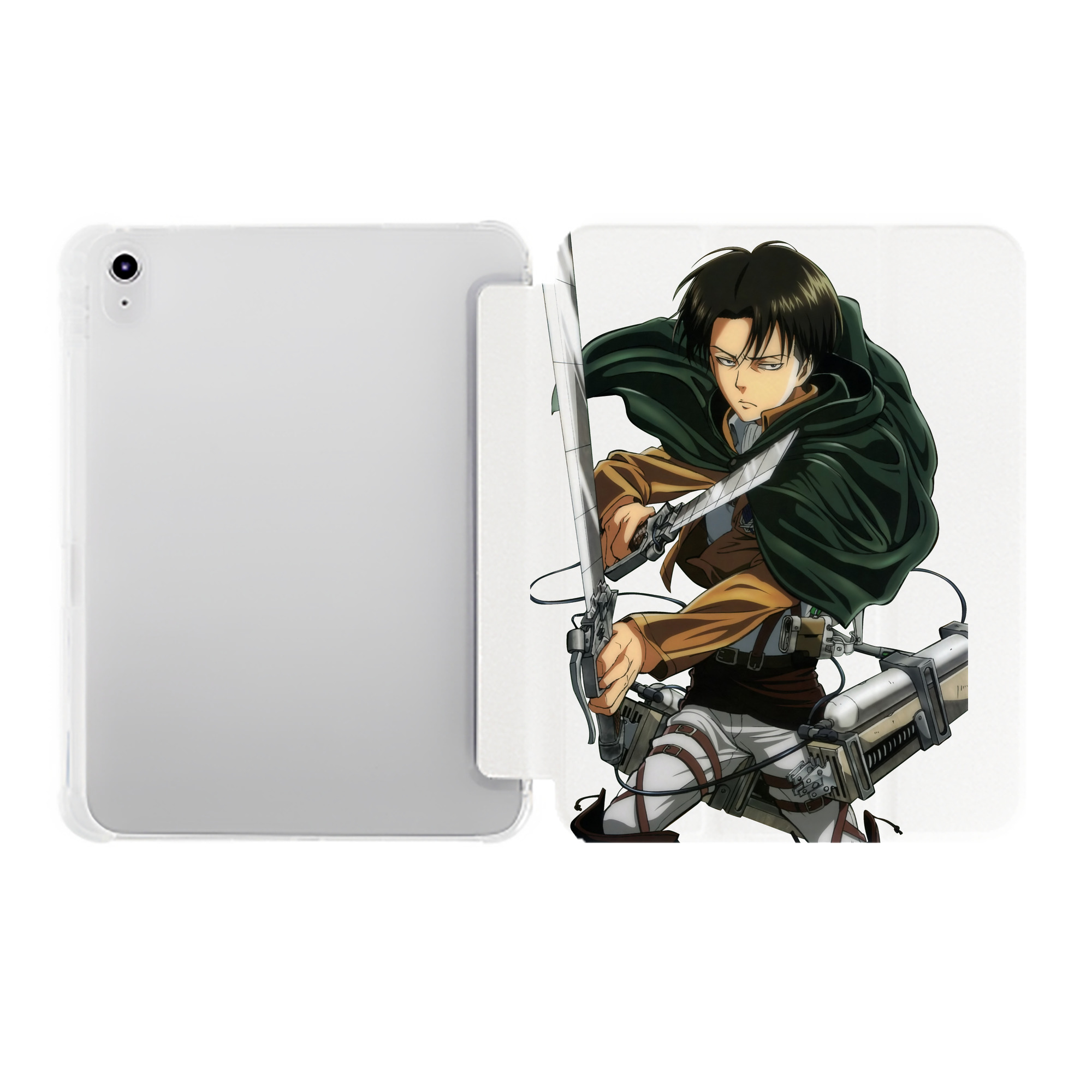 （画像用） 進撃の巨人 リヴァイ·アッカーマン Attack on Titan Levi Ackerman IPad ケース ペン収納付き 三つ折りスタンド PUレザー×シリコン 対応機種9.5/10.5/10.9インチ